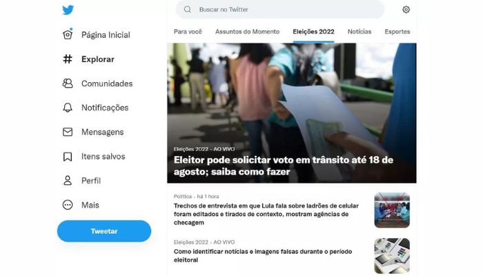 Twitter cria aba sobre eleições no Brasil com informações e serviços do TSE